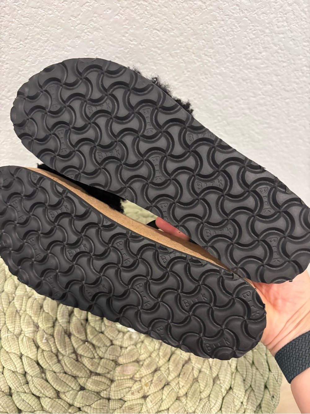 NEW Birkenstock Papillio Glenda Black Teddy Shearling Leather Ankle Strap Sandal - Picture 9 of 9